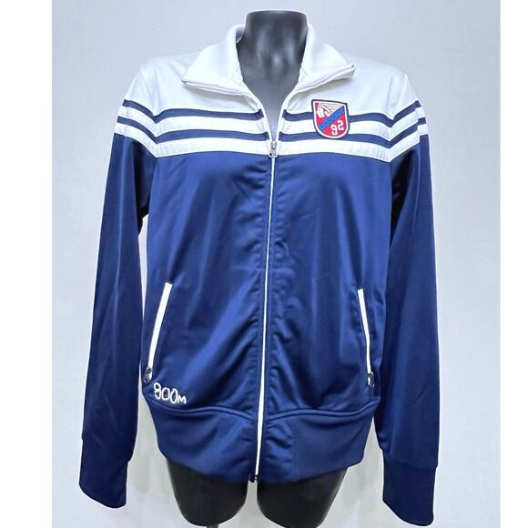 VTG ABERCROMBIE & FITCH Varsity Track Jacket Sz M  A92 Shield Patch Preppy Y2K - Picture 1 of 6